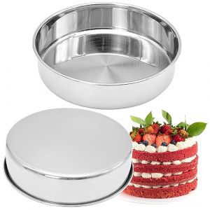 2 Pièces Moule Gateau Rond, Moule à Manqué Moule 20 cm en Acier Inoxydable pour Layer Cake Panettone Génoise Molly Cake Brioche (shen yu qin shop, neuf)