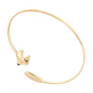 POPETPOP Bracelet T&ecirc;te de Renard en Cuivre Dor&eacute;, Manchette Ajustable Anti-allergie, Accessoire Bijou Unisexe pour Femme, Cr&eacute;ation Artisanale &Eacute;l&eacute;gante, pour Voyage et F&ecirc;te (Riser Treasure, neuf)