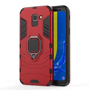 Coque Samsung Galaxy J6 2018, MHHQ 2 en 1 Armour Robuste Hybrides Double Couche Armure Defender TPU + PC Hard Coques Case Cover avec Support Magn&eacute;tique Car Mount pour Samsung Galaxy J6 2018 -Red (mhhq, neuf)