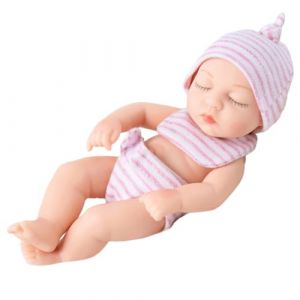 JAWSEU Poup&eacute;es Bebe, 18cm Bebe Reborn Silicone Poup&eacute;e B&eacute;b&eacute; Reborn Poupee Reborn Fille Realiste Nouveau-N&eacute; avec V&ecirc;tements Lavable Poupee Reborn Endormie Jouet Cadeau pour Enfant Fille Gar&ccedil;on (Haptre, neuf)