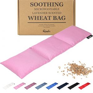Coussin Chauffant au Micro-Ondes - Grande Poche Chauffante Micro-Ondes 46 x 12 cm - Sac en Coton Doux rempli de Blé et de Lavande pour Soulagement Douleur, Douleur Cou, Épaules et dos - Rose (Qomfor, neuf)