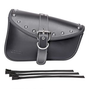 Sacoches latérales de selle de moto – Sac de selle souple en cuir PVC pour Harley Sportster imperméable, sac à outils latéral, sac de rangement universel pour moto, avec porte-gobelet (côté droite) (QIJUN, neuf)