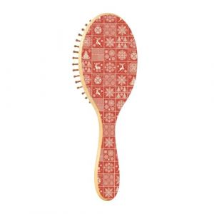 Brosse en bois de Noël Buffalo Plaid Tartan Check Ecosse Red Paddle Brosse à cheveux Pour les femmes Brosse à cheveux en bois Brosse de massage en bois (YAJIEFS, neuf)