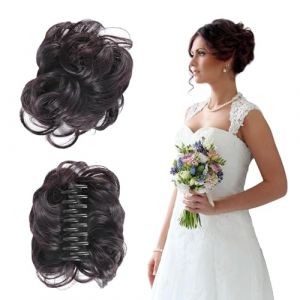 Postiche Chignon D&eacute;coiff&eacute;, Pince &agrave; Cheveux pour Extension de Cheveux Synth&eacute;tique Chignon Boucl&eacute; Ondul&eacute;s Postiche pour Chignon Pince &agrave; Cheveux Chignon D&eacute;coiff&eacute; pour Femme (Brun Fonc&eacute;) (ChuangYing, neuf)