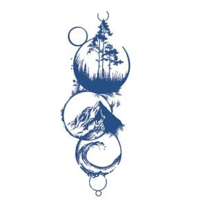 5 PCS Temporary Tattoos Autocollants De Tatouage De Paysage Bras Montagnes Traditionnelles Et Rivières Lune Anneau De Jambe Semi-Permanent Hommes Et Femmes Tatouage À Base De Plantes (weishurongshaomao, neuf)