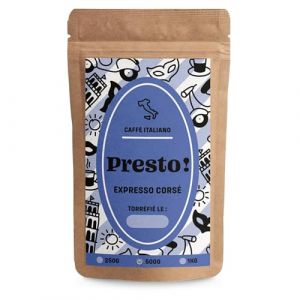 Café En Grain Presto Expresso Corsé 500gr | Blend Arabica/Robusta Torréfié À L’Italienne | Espresso Puissant Et Épicé | Créma Riche | Idéal Machine À Café Grain Ou Broyeur (De l'arbre à la tasse, neuf)