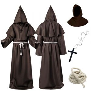 Tutukyle Costume Moine,Adulte Pr&ecirc;tre Costume,D&eacute;guisement d'halloween Pr&ecirc;tre Friar,Ensemble de Robe Adulte Avec Capuchon et Ceinture Pour Mardi Gras,F&ecirc;tes &agrave; Th&egrave;me,Halloween(M) (LINGYEAL, neuf)