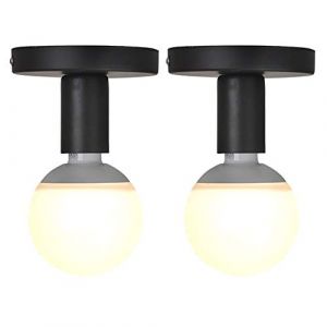 2 pièces,Industriel Plafonnier Industrielle métal Suspension Luminaire,Plafonnier Fer forge Mini plafonnier créatif moderne,pour Entrée,Porche,Couloir,Grenier,allée,buanderie,Salle à Manger.（noir） (Chao Zan Maoyi, neuf)