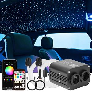 CHINLY Starry Sky Voiture Fibre Optique Lumière pour Voiture/Plafond, 20W Twinkle 1000pcs*0.75mm*4m Bluetooth RGBW APP/Remote LED Fibre Optique Star Plafonniers Kit (CHINLYUK, neuf)