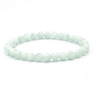 Miracles Minéraux Bracelet perle ronde 6 mm, pierre naturelle, création artisanale française, plus de 60 choix (Garniérite pierre de lune vert 6 mm) (Miracles Minéraux, neuf)