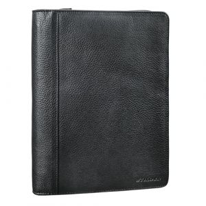 STILORD 'Leif' Conférencier DIN A5 Cuir Véritable Vintage Organiseur Porte-Documents Housse Classeur Portfolio en Cuir Pochette Document conférencier, Couleur:ossidiana Nero (STILORD Cuir, neuf)