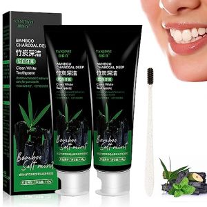 2 Pcs Yanjiayi Bamboo Charcoal Deep Toothpaste Dentifrice Au Charbon De Bambou Dentifrice Au Charbon Actif Enlève Les Taches De Dents Activated Charcoal Deep Clean Avec Brosses à Dents (SOUTH ORANGE LIMITED, neuf)