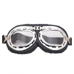 fufupaw Lunettes de moto rétro, lunettes de moto, lunettes d'aviateur, lunettes de cross, lunettes de soleil, lunettes de soleil vintage (transparentes) (LIHAOZHE-1346, neuf)