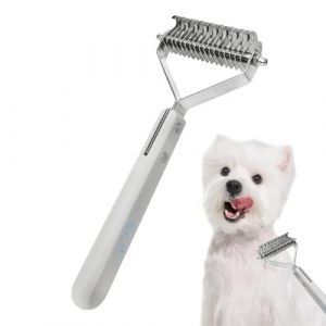 Brosse râteau pour chiens – Brosse à sous-poil | Peigne de toilettage double face démêlant Fournitures pour animaux domestiques pour poils longs et courts pour chats et chiens professionnels (yockis, neuf)