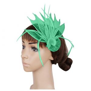 Bibi pour femme - Bibi floral en résille - Pour mariage, fête, église, mariage, cocktail, club - Vert - Taille unique (⭐⭐⭐⭐⭐Liqingxiu, neuf)