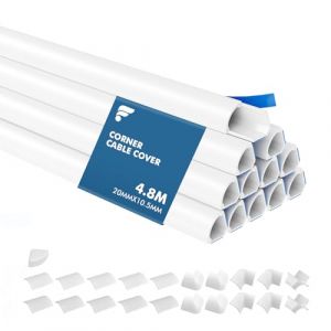 shinfly 4,8 m Goulotte Cable Quart de Rond, Goulotte Electrique pour C&acirc;bles, Cache Fil, Cache Cable pour Cacher Les C&acirc;bles, Goulotte Autocollante pour Coin de Mur, TV - Blanc 20 mm x 10.5 mm (Yeehoo, neuf)