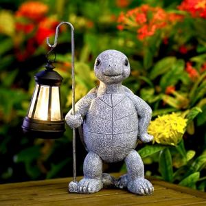 Yeomoo Tortue Decoration Statue Jardin Exterieur avec Lampe Solaire - Salon Tortue Décoration Cadeau pour Femme Homme Maman Anniversaire Decor Imperméable pour de Jardin Balcon (Yeomoo, neuf)