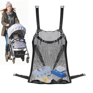 Filet de Courses Universel pour Poussettes, Filet Sac de Rangement Poche en Filets &agrave; Provisions &agrave; L'arri&egrave;re de la Poussette Plupart des Poign&eacute;es pour Biberons Couches Mouchoirs Cl&eacute;s (RuiChaoXiYi, neuf)
