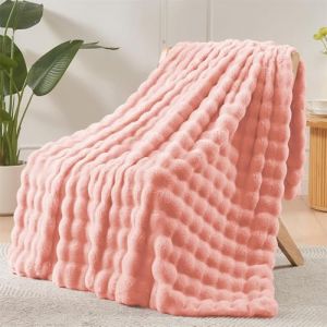 LINGKY Couverture 130x160 cm, Plaid Canape Fausse Fourrure Doux et Pelucheux, Couverture de Canap&eacute; Couverture lit Moelleuse et Chaude pour Canap&eacute; et lit Chambre &agrave; Coucher Bureau Rose (LINGKY, neuf)