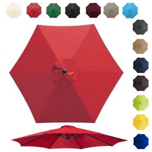 Toile De Rechange Pour Parasol De 200cm 270cm 300cm 6/8 Baleines, Auvent De Rechange Pour Parasol D'extérieur, Polyester Anti Uv 50+, Résistant À La Décoloration(Color:Red,Size:6 ribs-3m(9.8ft)) (banshandaoren, neuf)