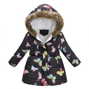 SoLu DAY8 Manteau Hiver Fille Chaude Capuche Zippée 2-8 ans Veste Polaire Enfant Fille épaisse Parka a la Mode Top Haut Fille Manche Longue Casual Sport Vacances Coupe-Vent (Noir, 4-5 ans) (SoLu DAY8, neuf)