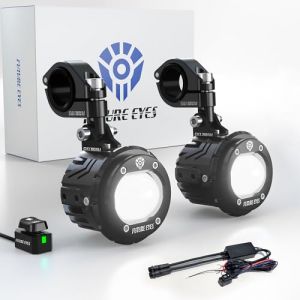 Future Eyes Phare Antibrouillard LED pour Moto, Projecteur Auxiliaire 60W avec Rotation &agrave; 360&deg;, Feux de Route/Feux de Croisement, &Eacute;clairage &Eacute;tanche pour Conduite Nocturne, ATV, UTV et Phares de Moto (FUTUREEYES, neuf)