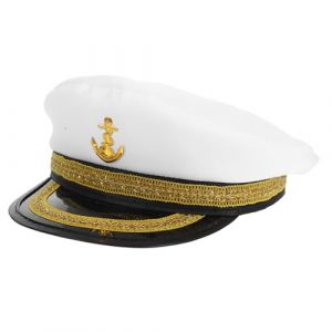 Ipetboom Chapeau De Capitaine En Polyester Blanc Bande Dor&eacute;e Brod&eacute;e Chapeau De Marin Pour Homme Et Cosplay Adapt&eacute; Pour Voyages Et &Eacute;v&eacute;nements Taille Unique (hikarish, neuf)
