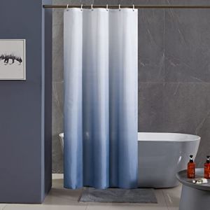 Furlinic Rideau de Douche Anti Moisissure Tissu Lavable en Machine Petit Rideaux Douche pour Camping Car Cabine de Douche Imperm&eacute;able en Polyester avec 6 Crochets 90x180cm Bleu Marine D&eacute;grad&eacute; (newpower, neuf)