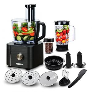TopStrong Robot Cuisine Multifonction,1100W Robot Multifonction,11 en 1 Robot Culinaire inclus Hachoir, Crochet Pétrisseur,Mixeur, Presse-agrumes et Moulin à Café, 3,2L Bol et 1,5L Blender (TopStrong Kitchen Appliances, neuf)