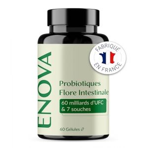 Probiotiques Flore Intestinale 60 Milliards UFC | 7 Souches avec Lactobacillus & Bifidobacterium | Digestion & Ballonnements | Confort Intestinal | 60 G&eacute;lules V&eacute;g&eacute;tales | Fabriqu&eacute; en France (Laboratoires Enova, neuf)