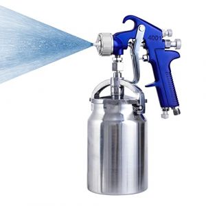 Pindex Pistolet à Peinture Haute Pression Pistolet à Pulvérisation d'air Pistolet a Peinture Pneumatique à Alimentation par Gravité HVLP 1000ml Gobelet en Aluminium 3 Taille Buses (EU-Pindex, neuf)