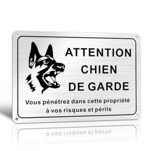 TAKULA Panneau Chien de Garde-Pancarte Attention au Chien-22 * 15CM Plaque Aluminium Brossé Attention au Chien,Plaque Chien Imperméable et Antirouille (TAKULA-EU, neuf)