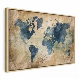 murando - Tableau décoratif Carte du monde 90x60 cm - Impression sur toile colorée - Décoration murale pour salon et chambre - Gris vert blanc - Continents cartes rétro monde ancien k-A-0415-b-a (murando, neuf)