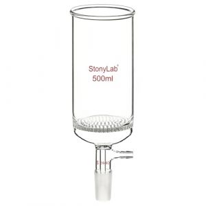 stonylab Entonnoir de Filtration en Verre, Entonnoir de Filtration en Verre Borosilicaté avec Raccord de Tuyau de 10 mm et Joint Standard 24/40 pour Test de Filtration, 500 ml (J&D Tech FR, neuf)