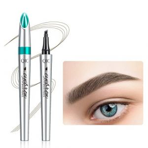 Stylo &agrave; sourcils &agrave; 4 pointes - Encre liquide - Encre de microblading - Encre 3D - Applicateur de maquillage - Tatouage - Anti-taches - Pour un look naturel quotidien - Marron fonc&eacute; (Keeady, neuf)