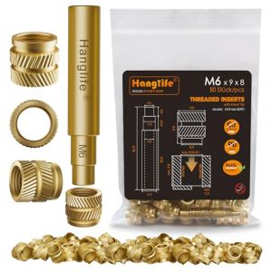 HANGLIFE M6 Inserts Fileté pour la Fusion à Chaud avec Pointe Fer a Souder, Insert Filetés avec Panne Fer à Souder pour Composants d'Impression 3D - Écrous Moletés Métriques en Laiton (50 Pièces) (hanglife, neuf)