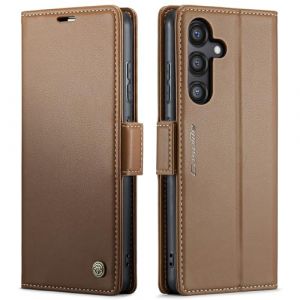 QLTYPRI Coque pour Samsung Galaxy S24 FE Etui avec [RFID Blocage], Housse en Premium Cuir Pochette Portefeuille Rabat Clapet Case Porte Carte Magnétique Étui pour Samsung Galaxy S24 FE - Marron (zhihen, neuf)