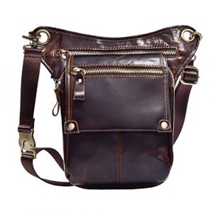 Sac de Taille en Cuir Drop Leg Bag pour Hommes Femmes Bum Bag Multi-Usage Tactique Moto V&eacute;lo V&eacute;lo Cyclisme Randonn&eacute;e P&eacute;destre Sport Camping &Eacute;quitation (XieBen, neuf)