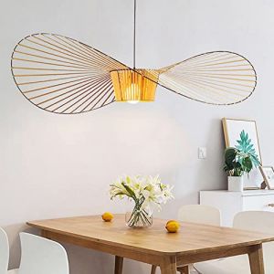 Suspension RéTro Vertigo Salon Lustre, Lustre Industriel Salon Design Moderne, Fibre de Verre + Chapeau Polyuréthane, Hauteur Réglable Lumière E27 (Brown, 100cm) (Happy and healthy home, neuf)