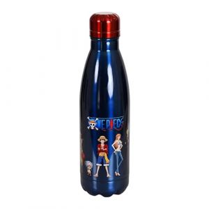 Elbenwald Bouteille d'eau One Piece - 780 ml avec logo et motif de l'&eacute;quipage, bouteille d'eau avec bouchon &agrave; vis, hauteur de 26 cm - Acier inoxydable/Bleu fonc&eacute; (Elbenwald, neuf)