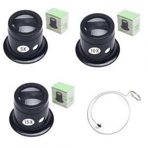 3 Pièces Loupes, Loupes de Bijoutier, Loupe Horloger, Loupe Monoculaire, Loupe de Réparation de Montre, Montre Horloge Réparation Loupe Kits, Grossissement 5X 10X 15X, pour Horlogers, Bijoutiers (LIYANHO, neuf)