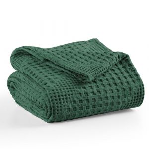 Milan London Jet&eacute; de Lit Super King Size | Couverture 100% Coton Doux pour Lit | Jet&eacute; De Canap&eacute; 3 Places | Collection Joanna | Vert &eacute;meraude 250 x 280 cm (Milam London, neuf)