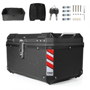 Top Case Moto - Coffre de moto universel - En plastique ABS imperm&eacute;able - Valise &agrave; Casque avec Serrure S&eacute;curit&eacute; - Support de montage universel - &Eacute;tanche et R&eacute;sistant aux Chutes et Antivol (45L B) (EagerMinds, neuf)
