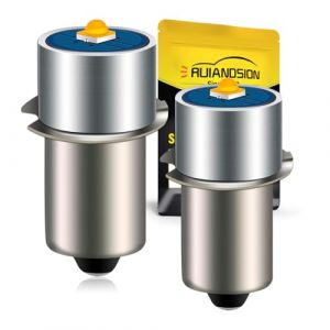 Ruiandsion Lot de 2 ampoules LED P13.5S 6-24V 2525 3 W 3000K Blanc chaud Ampoule de rechange pour lanterne d'outillage, lampe de travail Maglite, ampoules de rechange, sans polarit&eacute; (Ruiandsion, neuf)