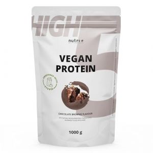 Nutri + Protéine végan - Brownie au chocolat Poudre de protéines végétaliennes sans sucralose ni soja Protéines de riz, pois, chanvre, sarrasin et de graines de citrouille 1kg (Nutri-Plus, neuf)