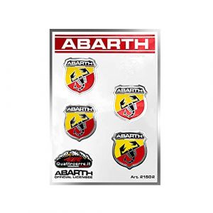 Abarth Lot de 4 Petits Autocollants Officiels, 94 x 131 mm, Chromé (Motorstile, neuf)