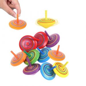 EUYKQNOI toupie enfant Toupies Jouets en Bois,10 Pi&egrave;ces goodies anniversaire enfant, Mini Spinning Top Gyroscopes Color&eacute;,Anniversaires d'enfants invit&eacute;s Petits Cadeaux pour Les Enfants de 3 &agrave; 7 Ans (QSDMY, neuf)