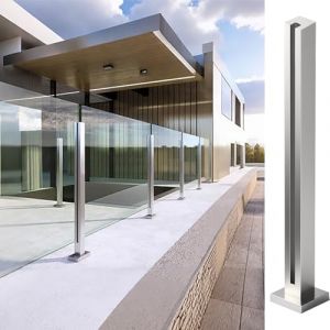 Cvter Garde-corps en Verre Acier Inoxydable - 100cm Poteau de Balustrade en Verre Argent&eacute;, Syst&egrave;me de Balustrade en avec Robinets, Fentes pour Terrasse, Balcon, Piscine, Jardin, Fin du message (liujianjun-us, neuf)