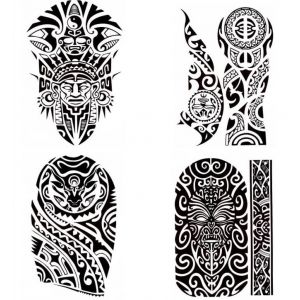 Maori 4 Tatouage Bras Tribal Tatouage Temporaire Tatouage Faux Tatouage 4 Feuilles (Beyond Perfection, neuf)
