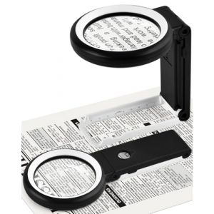 BROTOU Loupe de lecture 18 LED avec lumière et support, loupe de lecture en verre Magnifying 30 x – 3 modes à intensité variable, loupe à main pour personnes âgées, bijoutiers, dégénérescence (BROTOU-EU, neuf)